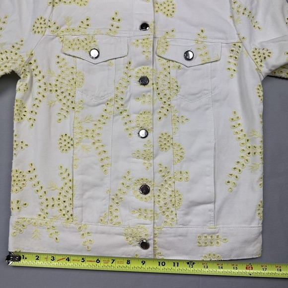 G By Giuliana‎ Jacket Womens XXS White Denim Embroidered Eyelet Floral Cottage - Picture 7 of 12